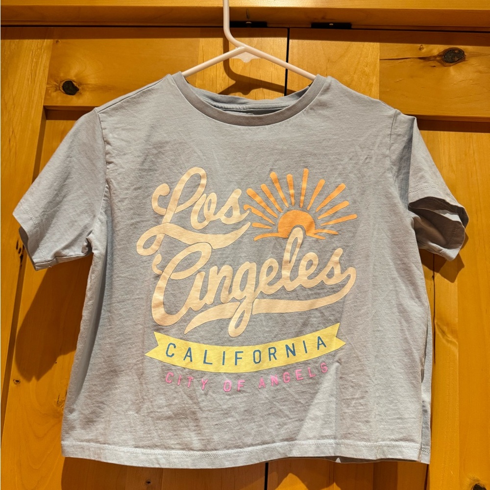 Bixby Los Angeles Graphic Crop Tee for Kids - Light Blue